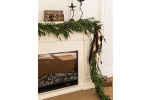 CLYCALOOR 15ft Handmade Christmas Garland,Artificial Cypress Cedar Pine Needles Greenery Seasonal Garland for Christmas TV Cabinet Winter Holiday Indoor Outdoor Decoration