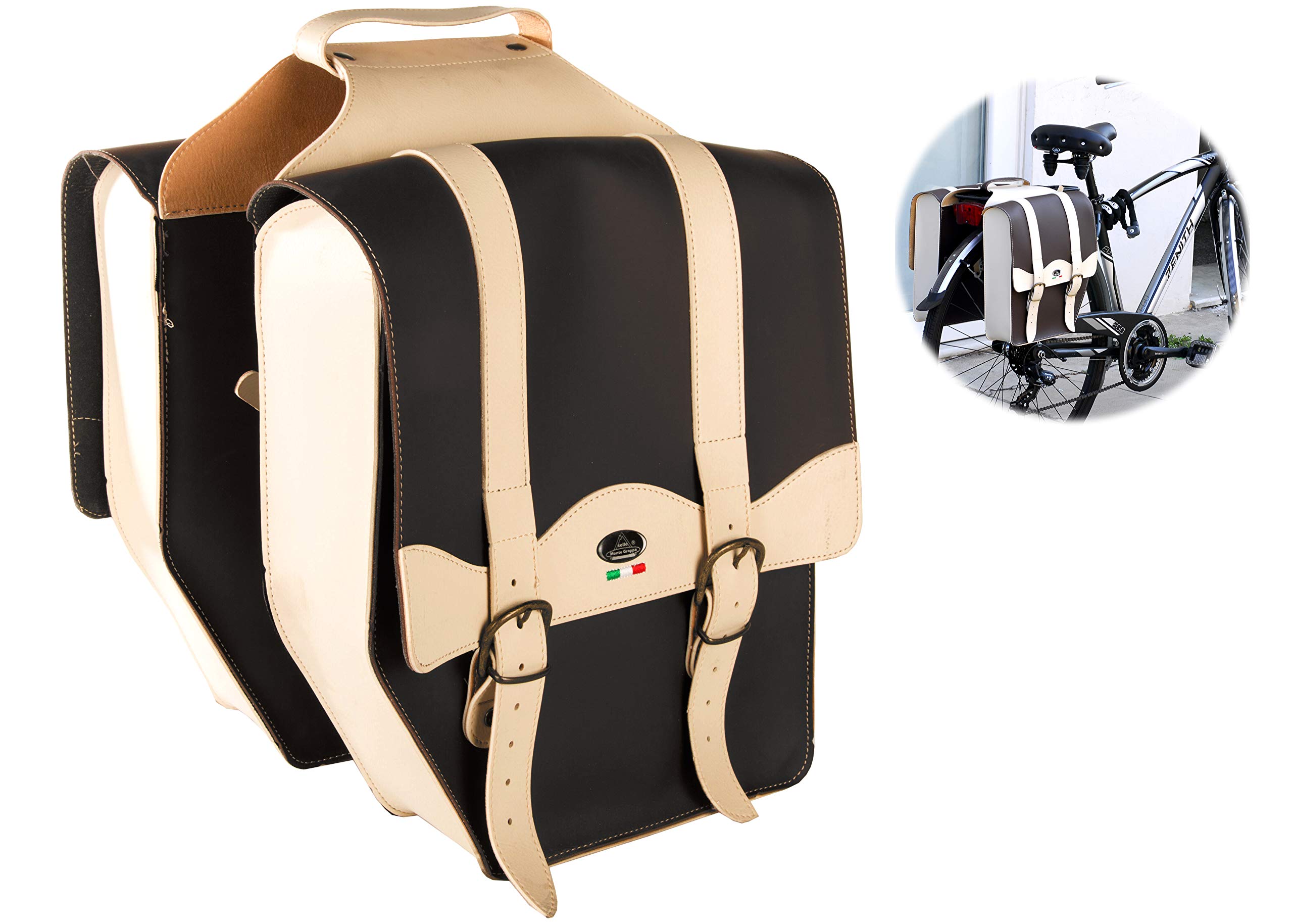 Double Luggage Carrier Bag Montegrappa Cruiser MOD. 0018 - Made in Italy - Brown/Cream