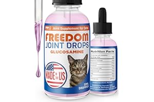 PUP LABS Freedom Joint Drops for Cats with Hyaluronic Acid, MSM, Glucosamine, & Chondroitin, All Natural Cat Joint Supplement for Mobility, Powerful Glucosamine for Cats, Cat Pain Relief, 30ml Dropper