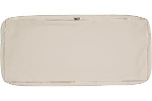 Classic Accessories Montlake Water-Resistant 42 x 18 x 3 Inch Outdoor Bench/Settee Cushion Slip Cover, Patio Furniture Swing Cushion Cover, Antique Beige, Patio Furniture Cushion Covers