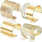 RIOSO 4 Pcs Cuff Bangle Bracelet for Women Open Wide Wire Bracelets Wrist Cuff Wrap Bracelet
