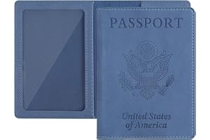 labato Passport Holder Women, Passport Wallet Travel Document Organizer, Waterproof Cruise Accessories Travel Must Haves, PU Leather Passport Cover for Women Men, Light Blue