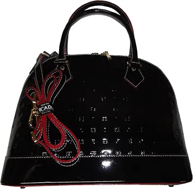 arcadia black patent leather purse