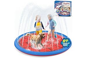 BETHEACES Non Slip Splash Pad for Kids and Dogs, 67'' Extra Large Splash Pad Outdoor Sprinkler for Kids, Dog Water Summer Toys Outdoor Toys for Toddlers 3-5 Ages 4-12
