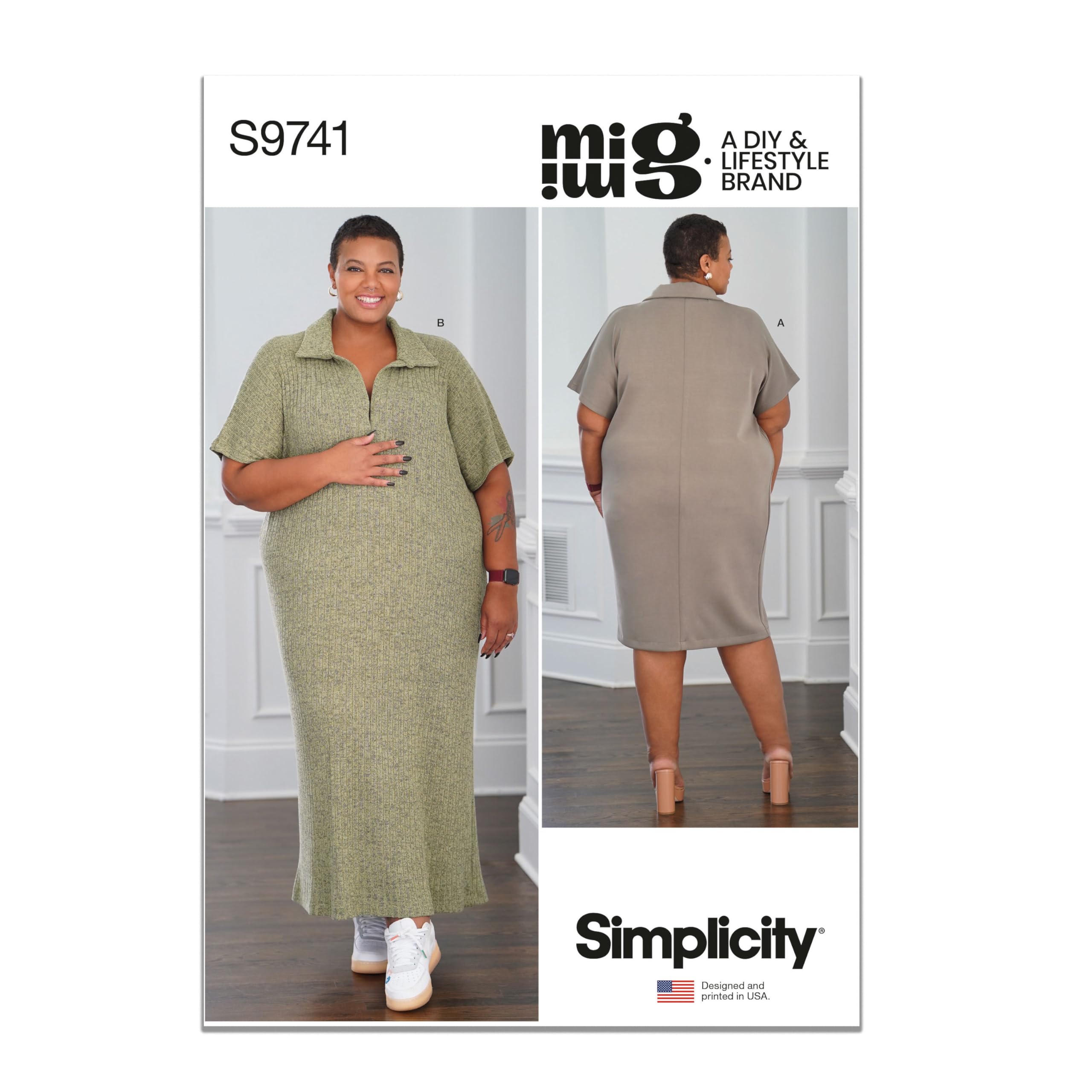 SIMPLICITY SS9741W2 Women's Knit Dress in Two Lengths by Mimi G Style W2 (20W-22W-24W-26W-28W)