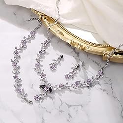 BriLove Women's Wedding Jewelry Set Leaf Cluster