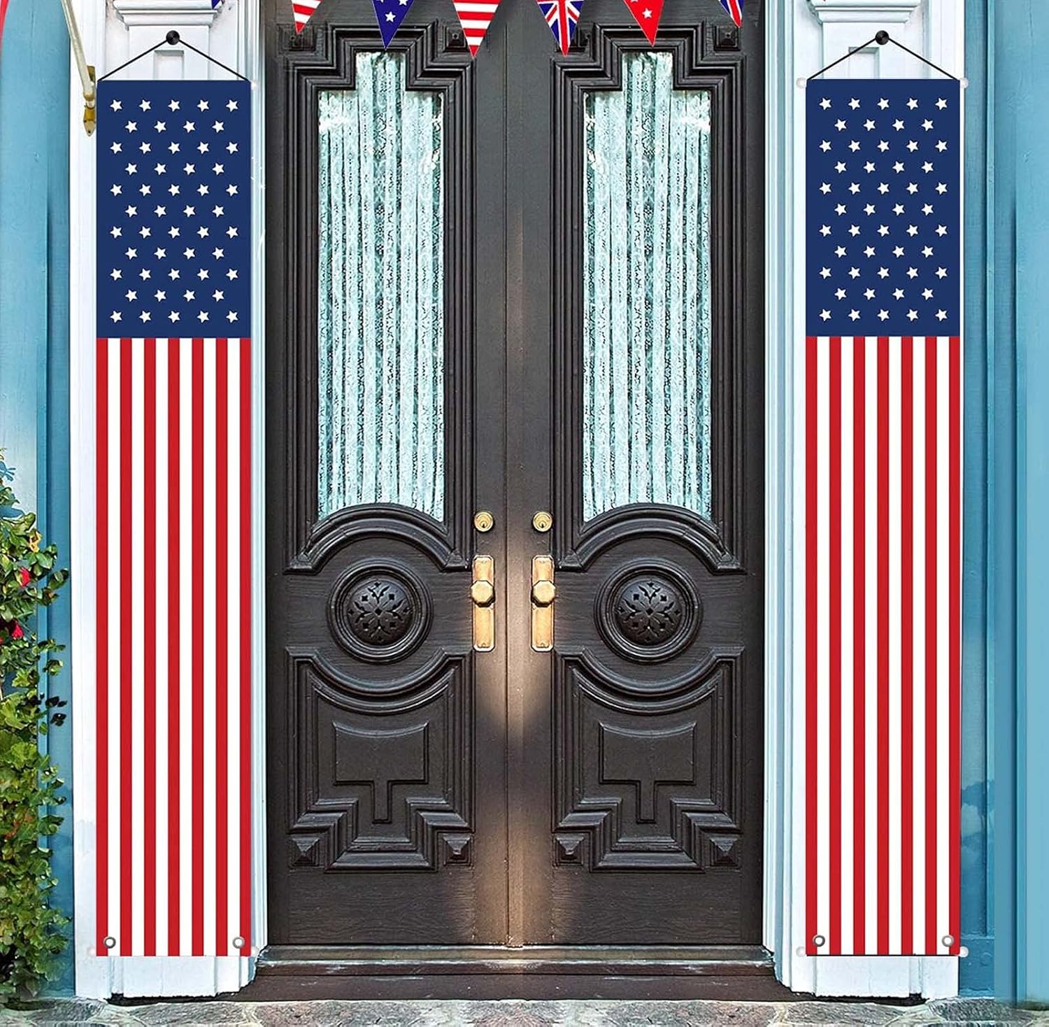 4th of July Decorations Outdoor Hanging American Flag Banners (2 Pcs)
