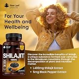 New Leaf Shilajit Capsules 1400mg 60% Fulvic Acid 120 Caps UK Made view 3