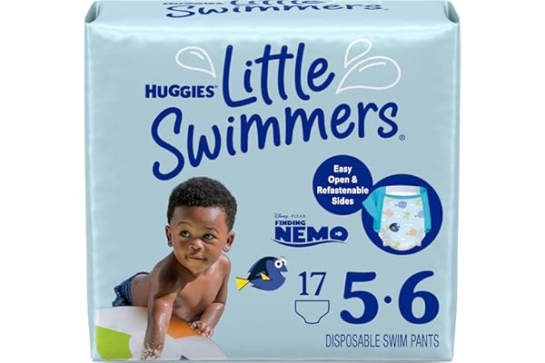 Huggies Little Swimmers Disposable Swim Diapers, Size 5-6 (32+ lbs), 17 Ct