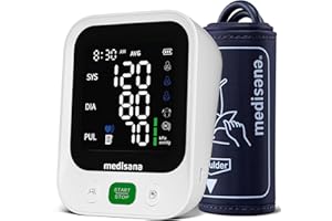 Blood Pressure Monitor with 2x199 Sets Memory, Medisana Automatic Upper Arm Blood Pressure Monitor for Home Use, 4.5" Color LED Backlit Display, Adjustable Large Cuff, Home Hypertension Detector