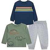 Little Me Clothes for Baby Boys' 3-Piece Play Sets, 2 Teeshirts and 1 Jogger, Everyday Play, 12 Months to 4 Toddler