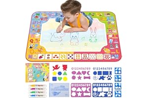 DITERYY Water Doodle Mat 32 x 24 Inch Kids Water Painting Writing Drawing Mat Toy,Mess Free Coloring Extra Large Magic Educational Toys for Boys Girls Age 3 4 5 6 7 8 Year Old Christmas Birthday Present
