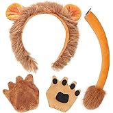 CUBACO Animal Ears Headband Set Lion Nose Tail and Pig Paws Cosplay Costume Party