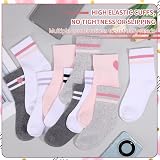 Zuimei 6 Pairs Kids Socks Cotton School Crew Athletic Hearts Stripes 9-12 view 4