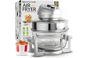 Big Boss 16Qt Extra Large Glass Air Fryer Non Toxic – Family Sized 4 in 1 Cooker with 3 Cooking Sections, Stainless Steel Rac