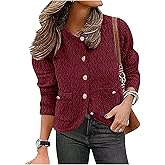 JUYUEO Womens 2025 Fall Cardigan Sweater Knitted Button Down Dressy Casual Jackets Trendy Outfits