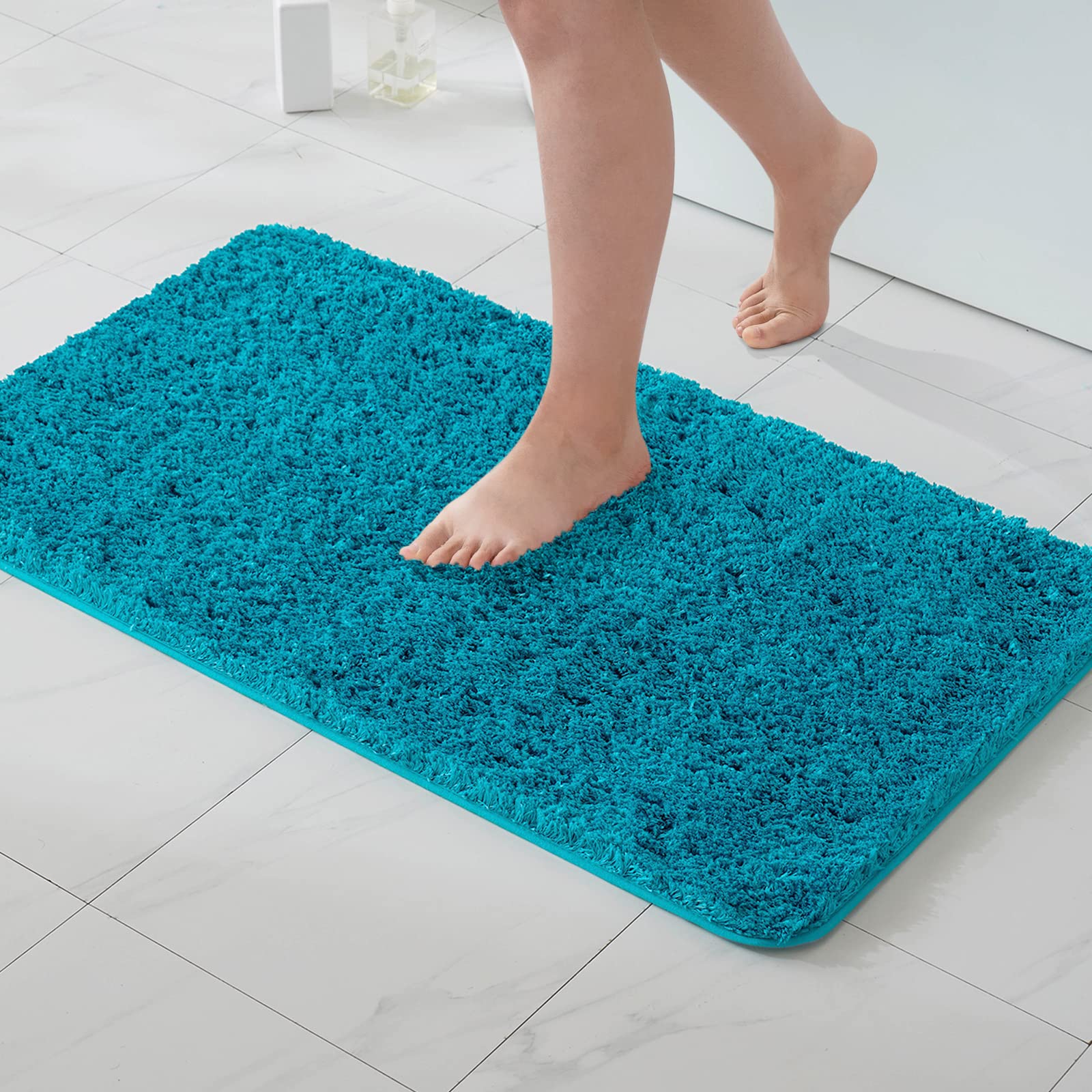 MIULEE Bath Mat Non Slip Absorbent Bathroom Soft luxurious Shower Small Mat Doormat Inside Rugs Kitchen Rugs Carpet Mat Washable for Bathroom Bedroom Kitchen Entrance 70x120 cm Blue Green