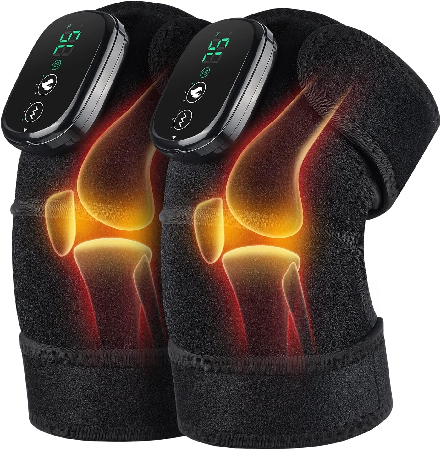 Photo 1 of Knee Massager FSA Eligible, Knee Heating Pad for Arthritis, Heated Knee Massager with Heat and Vibration, Heated Knee Wrap Black