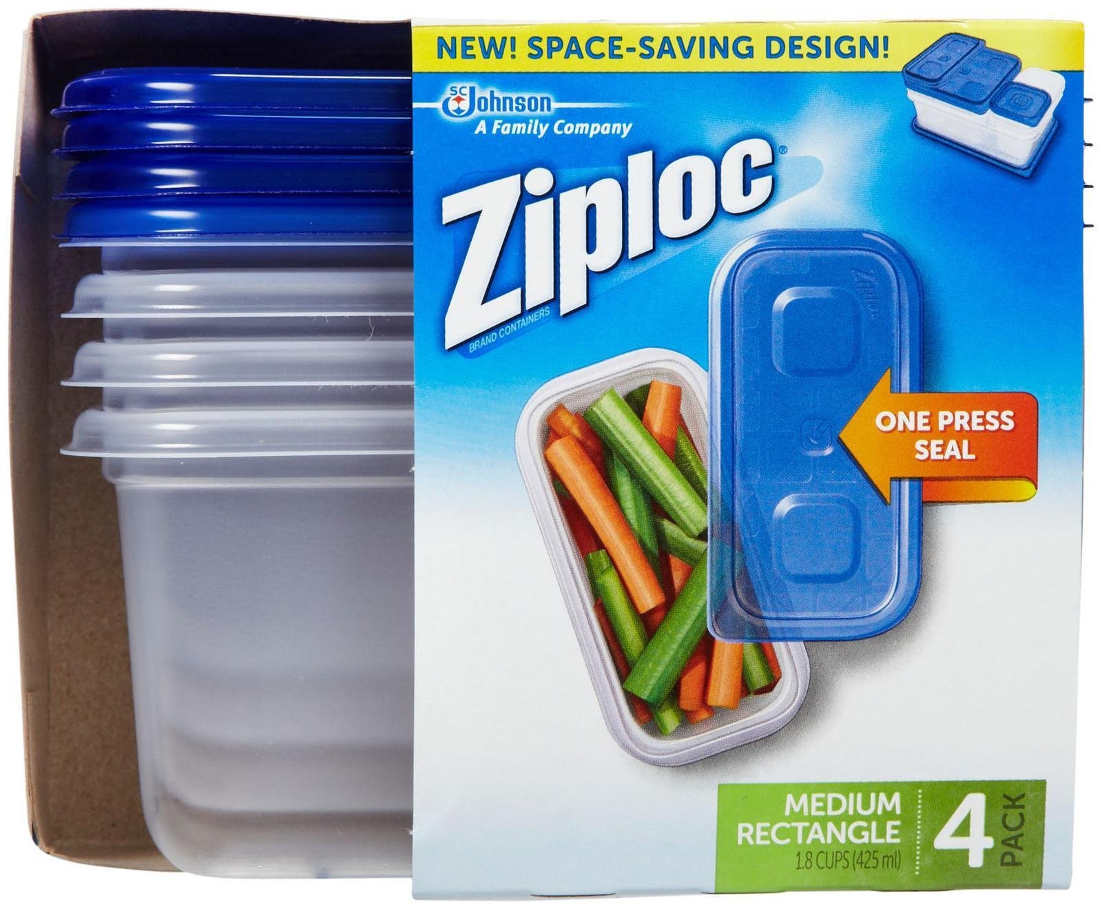 Ziploc One Press Seal Extra Small Square Container 8 ct