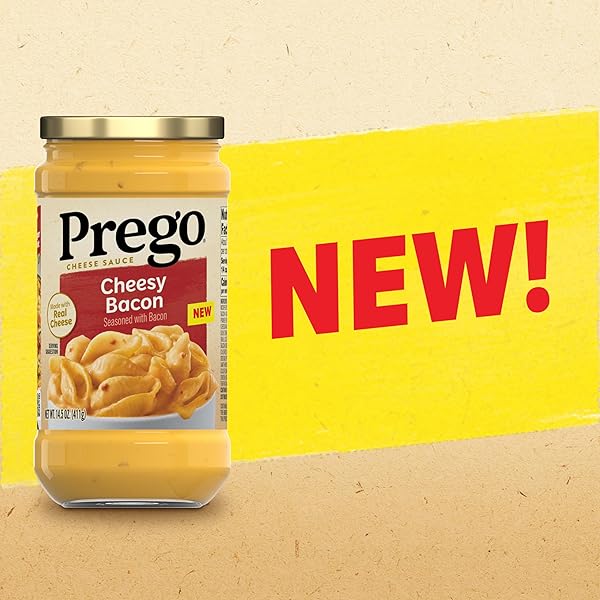 PREGO CHEESY BACON CHEDDAR CHEESE SAUCE, 14.5 OZ JAR
