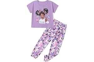 MKSODOPY mksodop Girls Clothes 2Piece,Teen Girls clothes Fashion Printed T-Shirt and Camouflage Pants Girls Outfits Set