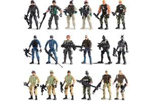 SKYLETY 18 Pcs Special Forces Army Men Soldier Combat Movable Action Figures Army Guys Plastic Toy Soldiers Playsets Military Toy Men with Military Weapons and Accessories for Teens Party Decoration, 4 Inch
