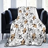 Fenmshairy French Bulldog Flannel Throw Blanket 60x50 Inches - All Season Ultra Soft Warm Cozy Microfiber Thermal Lightweight Puppy Dog Fleece Blanket for Men, Women, Sofa, Bed, Couch, Office, Travel