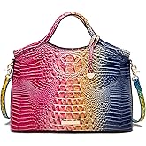 Makcr Joacbv Crocodile Pattern Gradient Top Handle Satchel Large Capacity Tote Bag Casual Versatile Commuter Bag Leather | Crocodile Pattern, Gradient, Top Handle, Large Capacity, Casual, Versatile