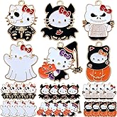 Anjulery Halloween Cat Charms for Jewelry Making and Crafting - 24Pcs Enamel Kitty Charms for Bracelets Earrings Necklaces Keychains DIY Crafts (24Pcs Halloween-Cat-B)