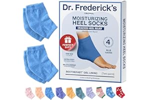 Dr. Frederick's Original Moisturizing Fuzzy Heel Socks - 2 Pairs - Cozy Gel-Lined Sleep Socks for Women & Men - Soothes Dry, Cracked Feet - Heel Repair - Blue Haven