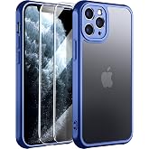 NINDOO [3 in 1 for iPhone 11 Pro Max Case, [Anti-Yellowing] [Military-Grade Protection] [with 2 pcs Screen Protector] Full-Body Matte Protective Phone Case. (Blue)