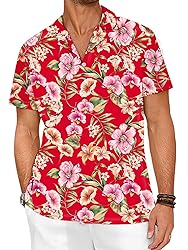 LuckLemocor Hawaiian Shirt Short Sleeve Mens Beach