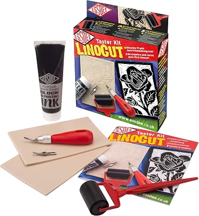 Essdee L2LTK Linocut Taster Kit - Black, Made in UK, Printmaking Supplies