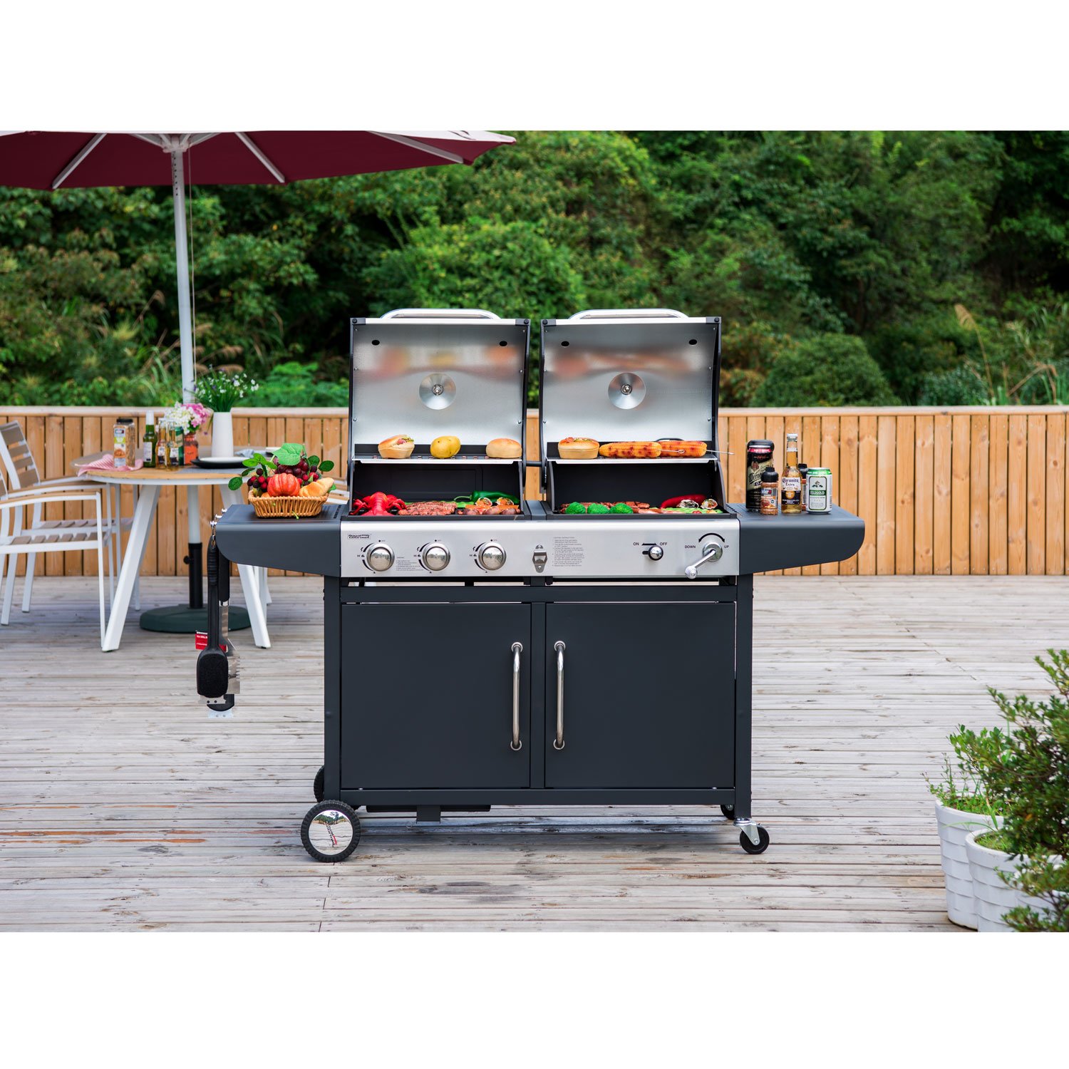 Royal Gourmet 3Burner Gas Grill and Charcoal Grill Combo, Black Buy Online in UAE