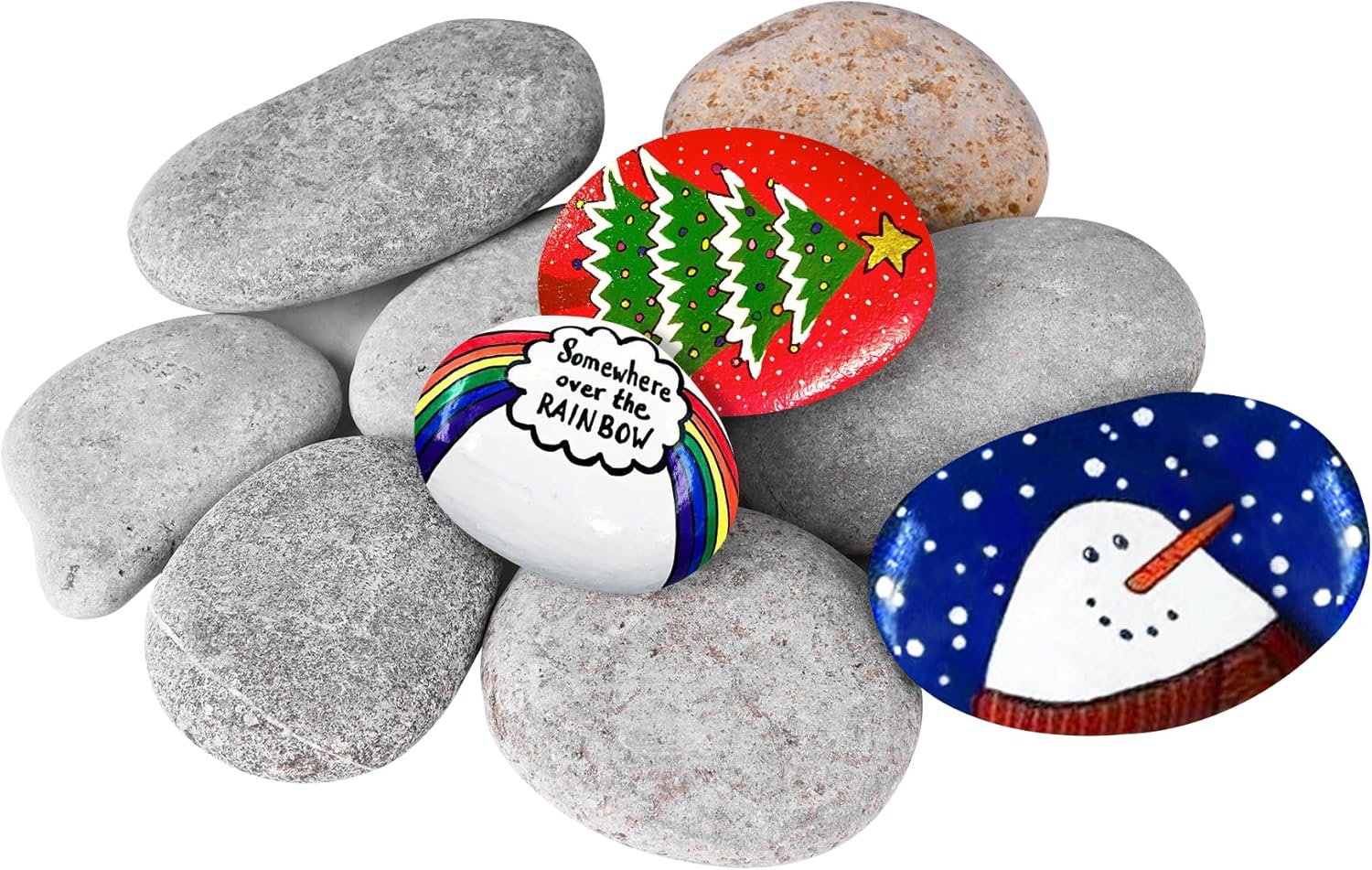 Paintings - River Rocks for Painting 10 Pcs Large 2-3 Inch Flat Smooth Painting Stones Craft Rock to Paint for Kids Crafts Painting Bulk