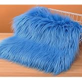 Faux Fur Fabric Square Patches for Crafts, Sewing, Costumes, Seat Pads (Blue, 20 x 20 Inch)