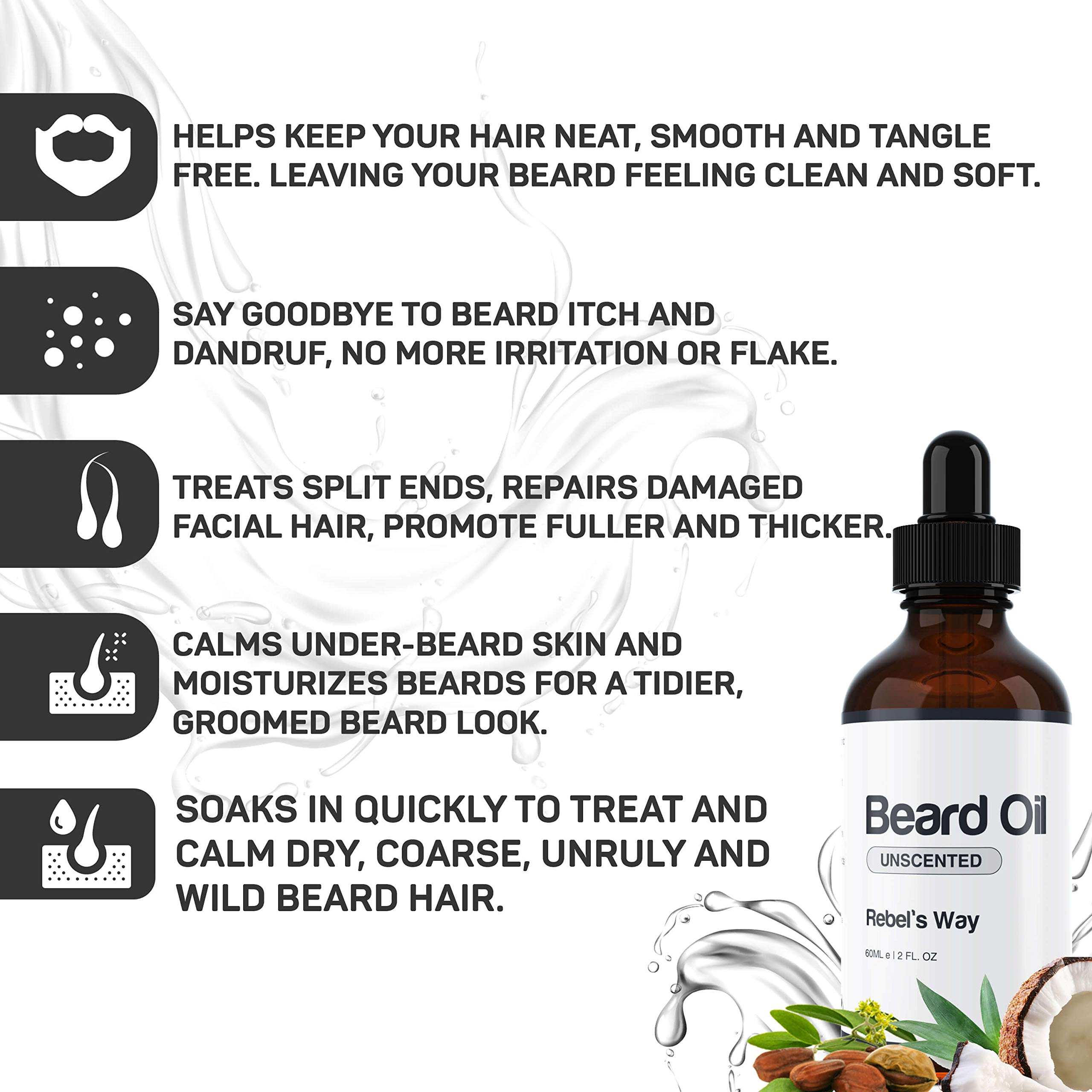 Unscented Beard Oil Made in Canada (2 Oz - 60ml)