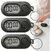 3 Pack Mini Keychain Timer, Digital Pocket Stopwatch &amp; Countdown Clock | LR1130 button cell battery required (not included), Portable for Gym Workout, Cooking, Study &amp; Classroom