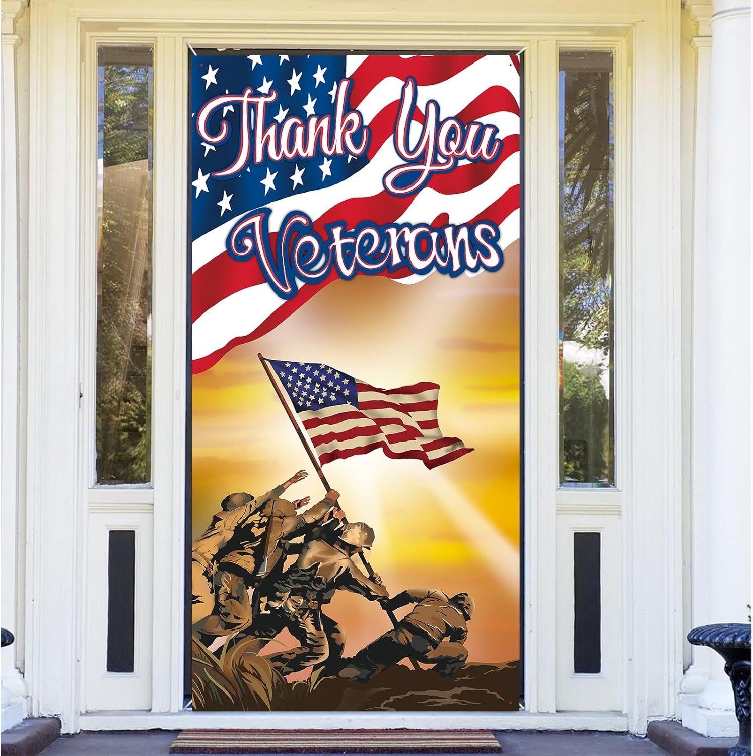 Flags - Thank You Veterans Door Cover Banner Happy Veterans Day Party Decorations, Veterans Day Patriotic Door Sign Memorial Day Greeting Veterans Day Decorations