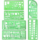 6 Pieces Plastic Measuring Templates Building Formwork Stencils Geometric Drawing Rulers for Office and School, Clear Green