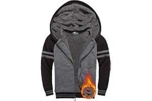 ONEDOG Boys Fleece Jacket Sherpa Lined Zip Up Hoodie Casual Long Sleeve Sweatshirt Warm Jacket 6-15Years (Girls/Kids)