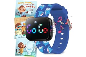 BENNY BRADLEY'S Potty Training Watch for Kids V2 – A Water Resistant Potty Reminder Device for Boys & Girls to Train Your Toddler with Fun/Musical & Vibration Interval Reminder with Potty Training eBook (Sharks)