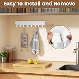 pickpiff White Wall Key Holder 8 Hooks Adhesive No Drill Rust-Resistant view 6