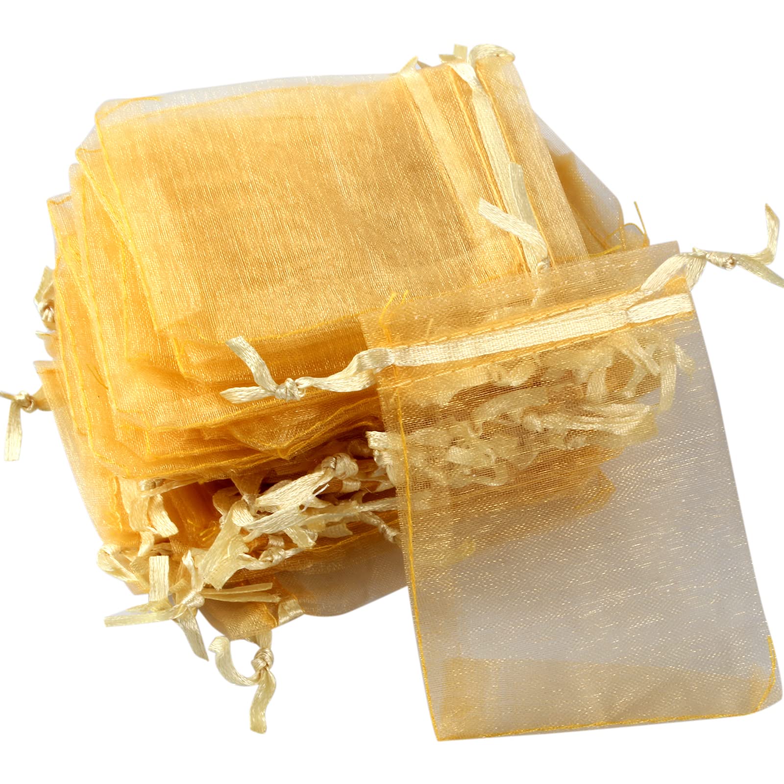 Teegxddy Pack of 100 Organza Bags, Gift Pouches, Jewellery Bags, Lavender Bags, Ideal for Jewellery, Gifts, Sweets, Weddings - 7 x 9 cm