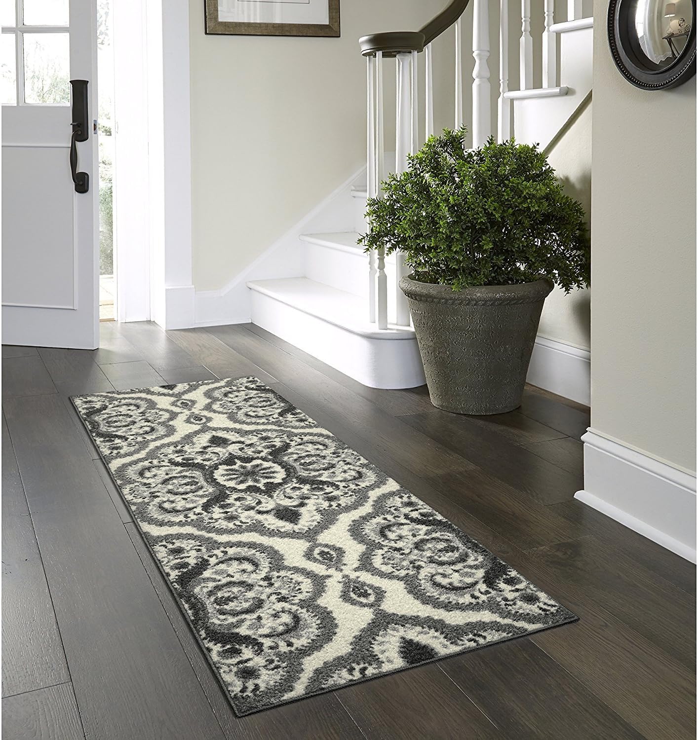 Vivian Medallion Runner Rug Non Slip Hallway Entry Carpet [Made in USA], 2 x 6, Grey: Furniture & Decor