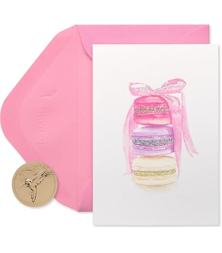NIQUEA.D Happy Birthday Karte Mit Macaron Tower – 9,8x19,1 Cm, Vertikal, Mit Umschlag