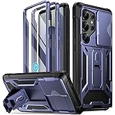 Poetic Spartan Case for Galaxy S25 Ultra 6.9", [Slide Camera Cover] [Screen Protector Works with Fingerprint ID] Military Grade Rugged Shockproof S25 Ultra Phone Case with Kickstand, Midnight Blue