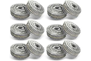 waltyotur 3600 Count Stainless Steel Coil Roofing Ring Shank Siding Nails 15-Degree Collated Wire Coil 1-3/4 Inch, 0.09 Inch 