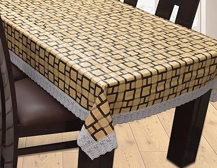 Yellow Weaves Plastic Waterproof Table Cover for 6 Seater (60x90-inches, Brown)