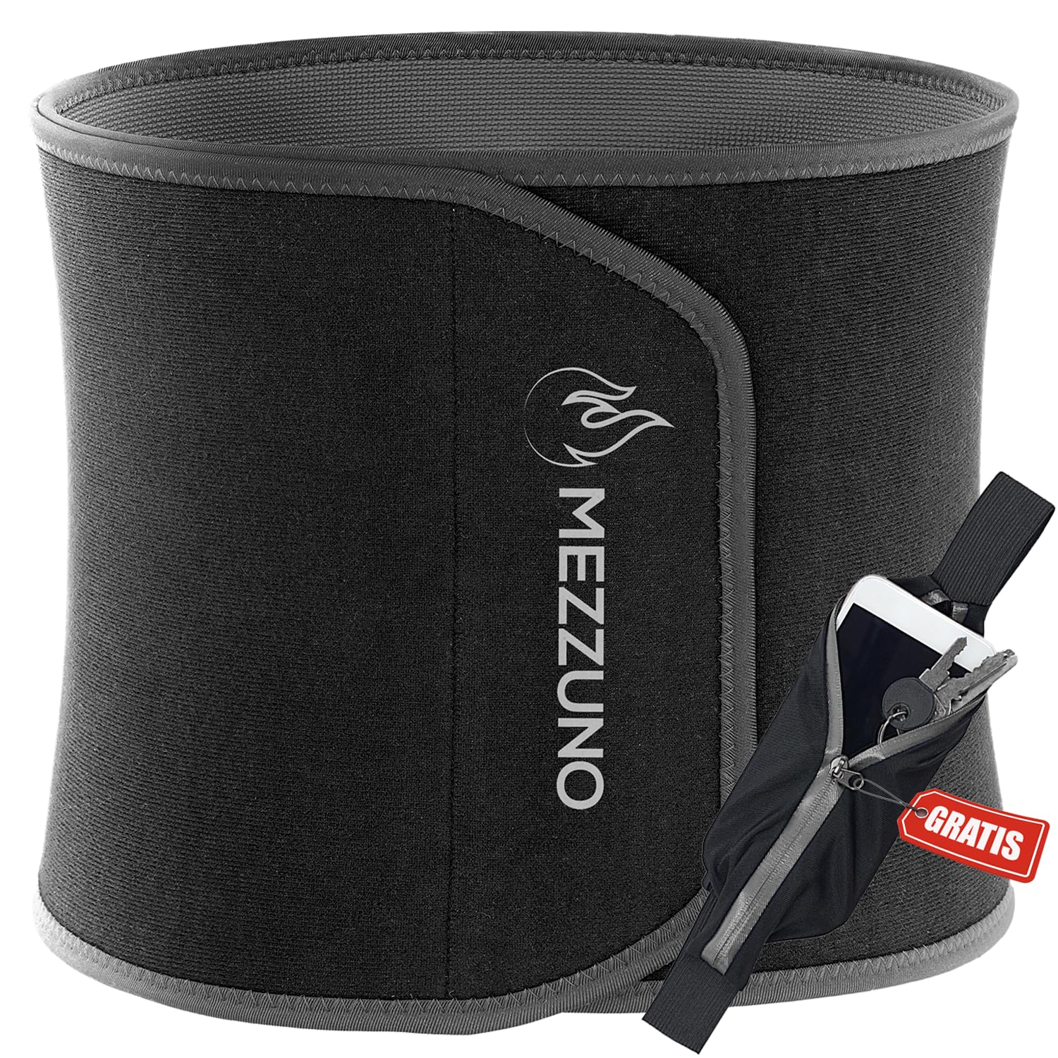 mezzuno Women's and Men's Neoprene Sauna Effect Sweat Belt - Back Support Belt - Sports Belt Included - Black L/XL